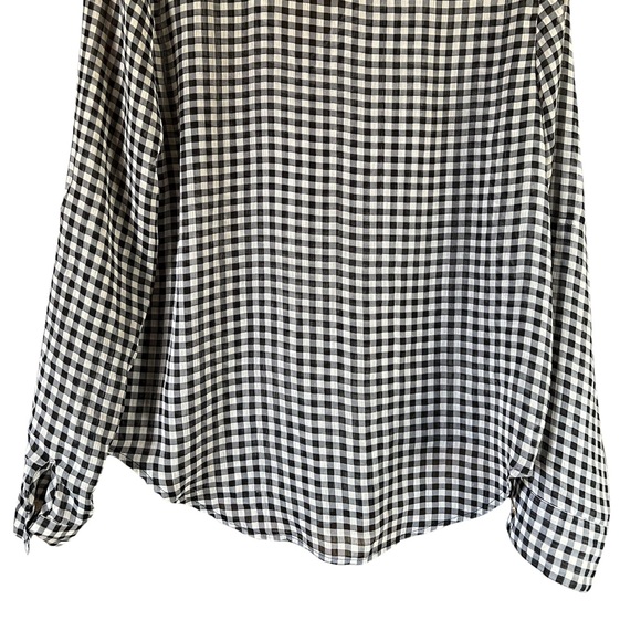 Sheer Black and white checkered button up blouse - Picture 2 of 5